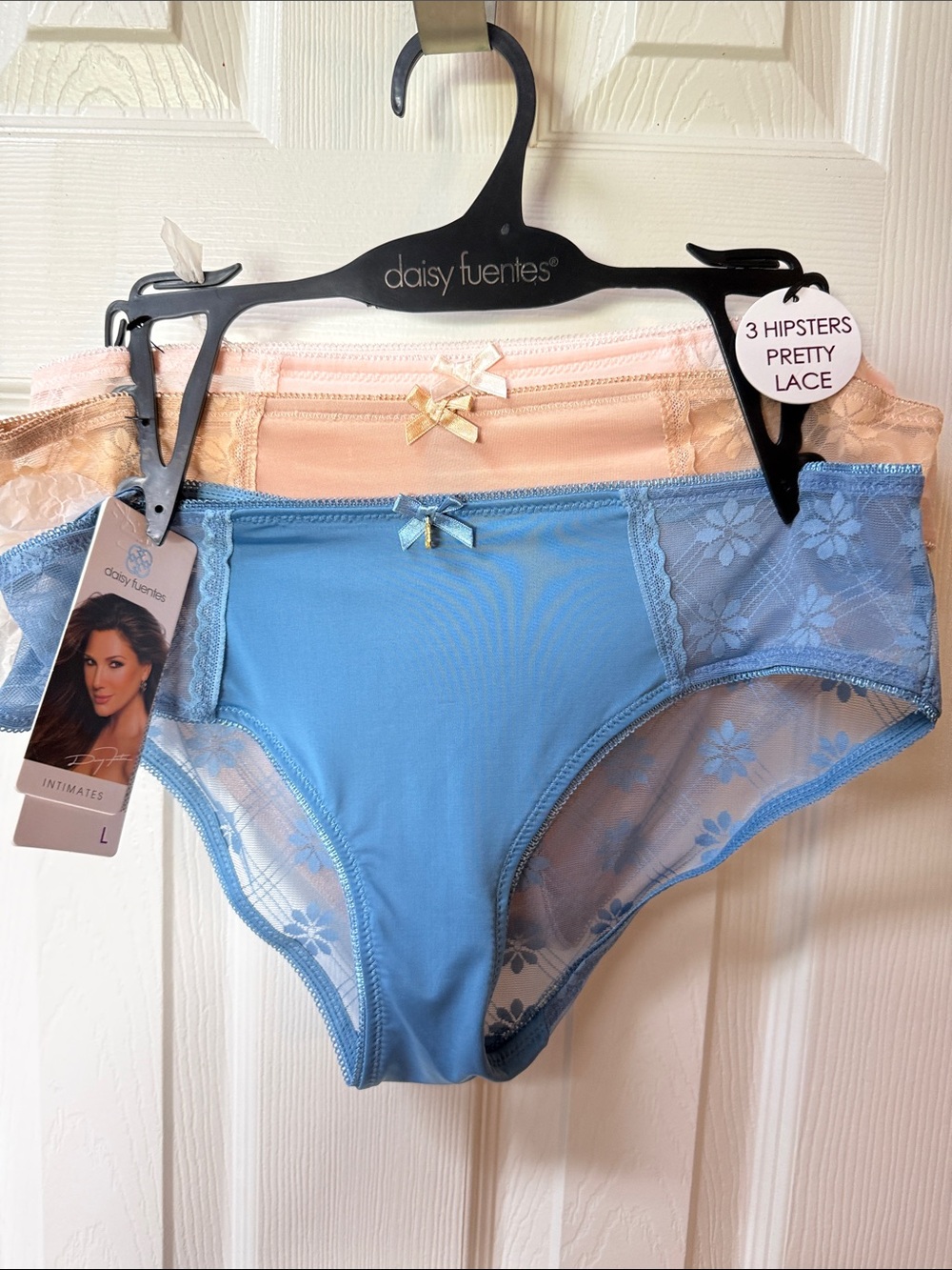 Daisy Fuentes Blue & Peach Lace Hipster Panties - 3 Pack